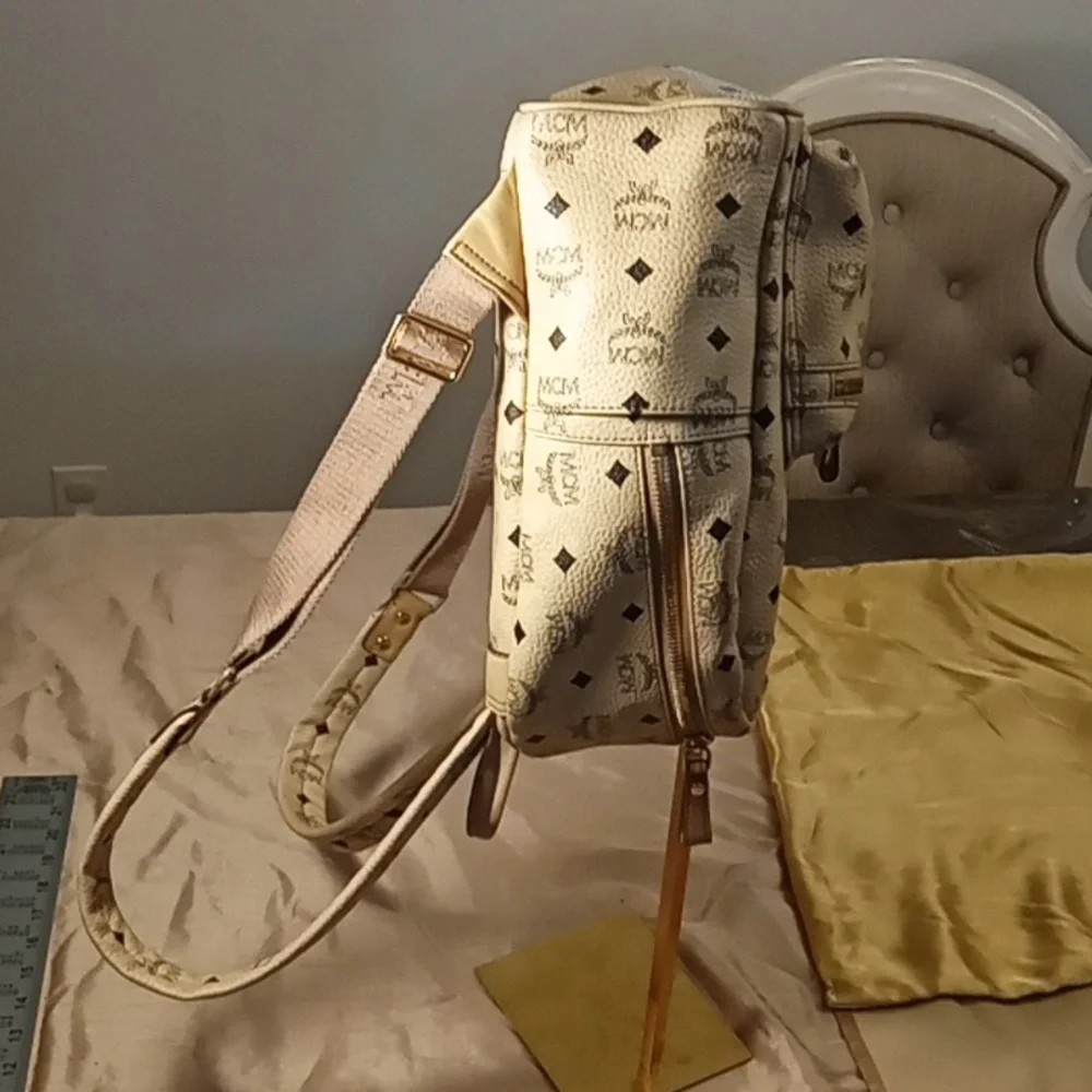 MCM Beige Backpack with Iconic Logo Great Condition